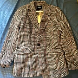 Women’s Blazer Houndstooth Plaid Jacket